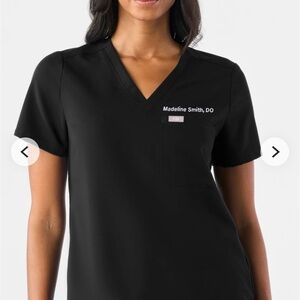 Figs Black V-Neck Short Sleeve Top